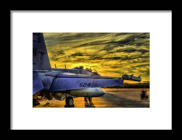 Ea-18g Growler Aircraft Framed Print featuring the photograph EA-18G Growler Sunset by JC Findley