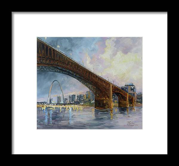 St.louis Skyline Framed Print featuring the painting Eads Bridge - St.Louis by Irek Szelag