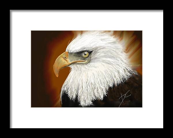Eagle Framed Print featuring the digital art Eagle American by Darren Cannell