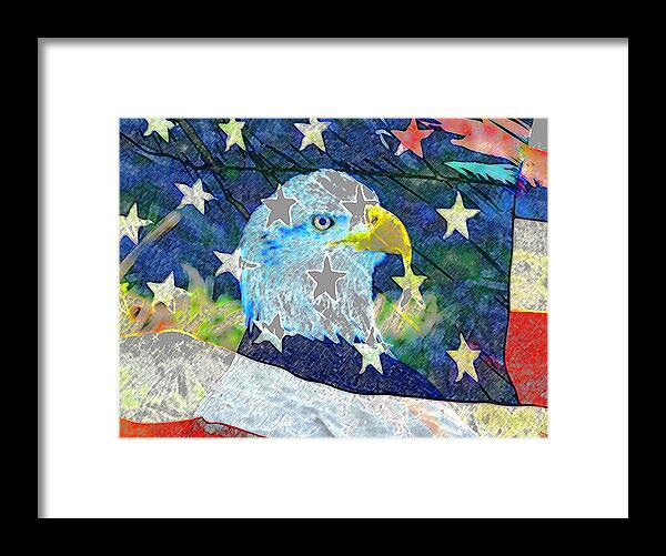 American Eagle Framed Print featuring the digital art Eagle Americana by David Lee Thompson