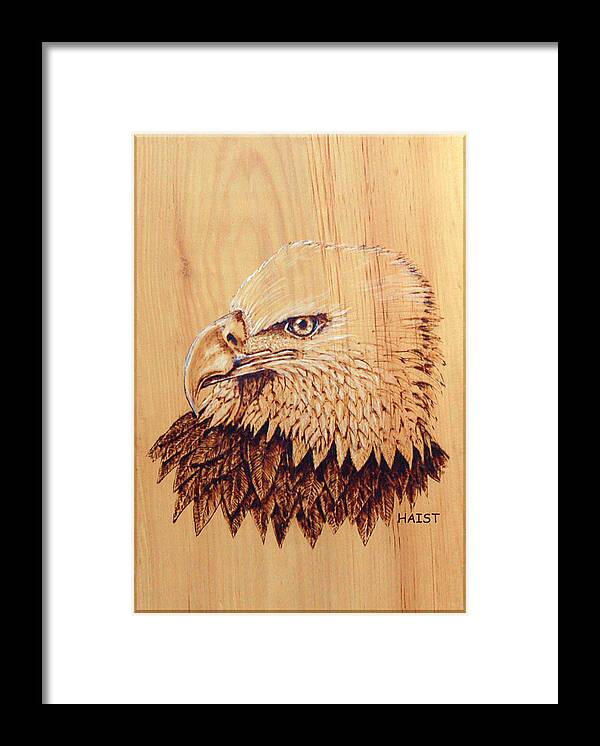 Eagle Framed Print featuring the pyrography EAGLE img 2 by Ron Haist