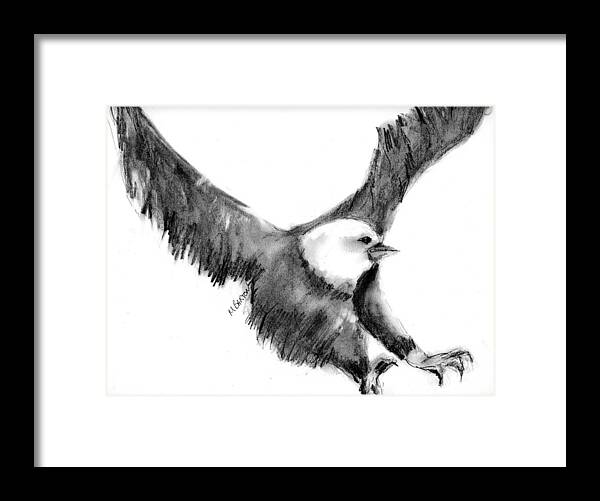 Eagle Framed Print featuring the drawing Eagle in Flight by Marilyn Barton