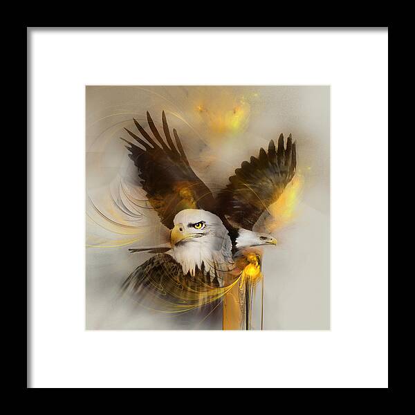 Eagle Canvas Prints Framed Print featuring the painting Eagle Pair by Jackie Flaten