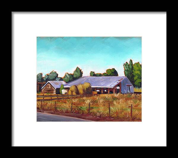 Eagle Framed Print featuring the painting Eagle Road Barn by Kevin Hughes