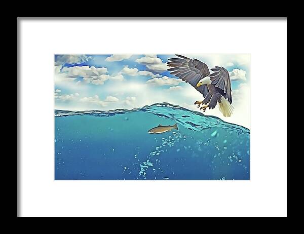Eagle Framed Print featuring the painting EaglenFish by Harry Warrick