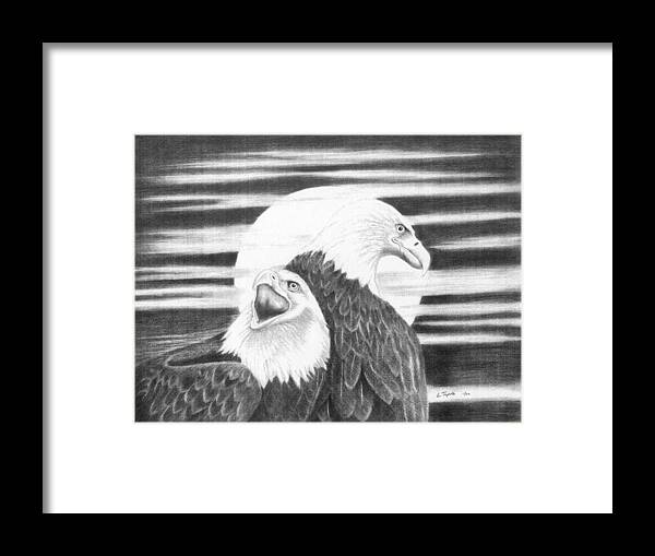 Bird Framed Print featuring the drawing Eagles by Lawrence Tripoli