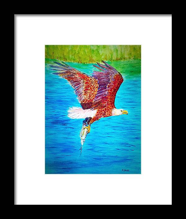 Bald Eagle Framed Print featuring the painting Eagle's Lunch by Anne Sands