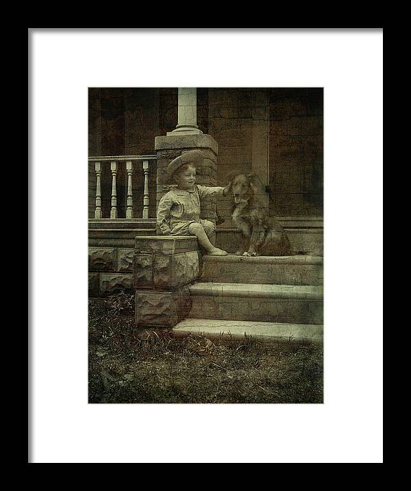 Boy Framed Print featuring the photograph Ear Scratch and Straw Hat by Char Szabo-Perricelli