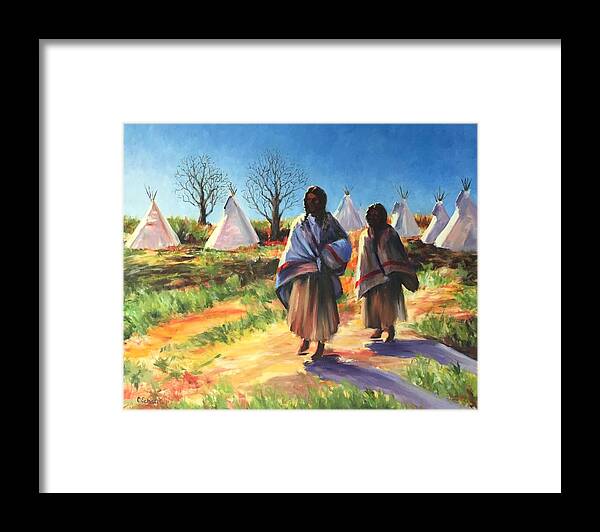 Native American Framed Print featuring the painting Early Morning 2 by Connie Schaertl