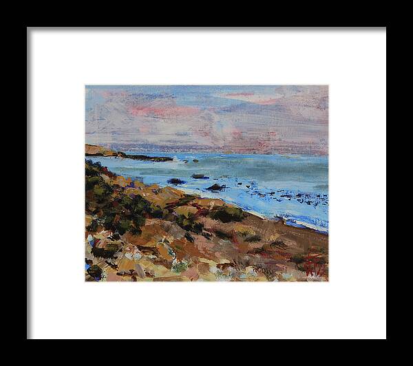 California Central Coast Framed Print featuring the painting Early morning low tide by Walter Fahmy