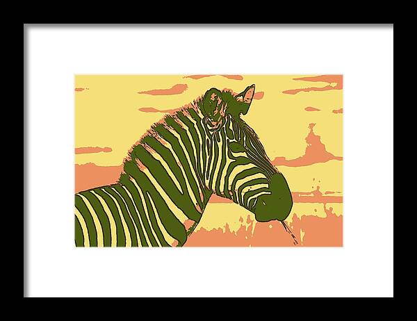 Zebra Framed Print featuring the digital art Earned Stripes by Antonio Moore
