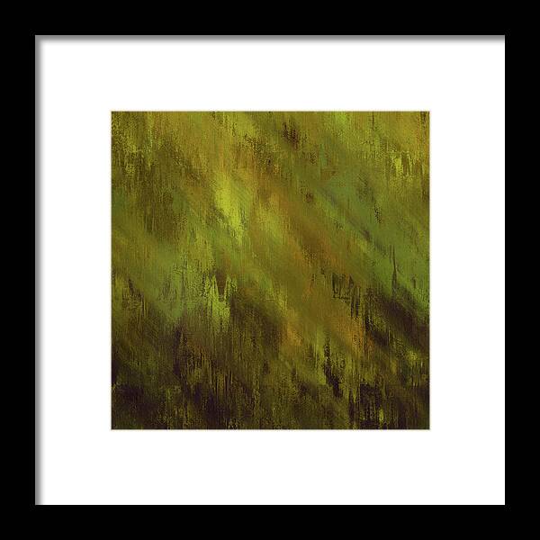 Earthly Moss Abstract Framed Print featuring the mixed media Earthly Moss Abstract by Georgiana Romanovna