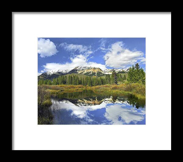 00176817 Framed Print featuring the photograph Easely Peak Reflected In Big Wood River by Tim Fitzharris