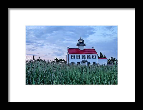 Lighthouse Framed Print featuring the photograph East Point At Twilight by Kristia Adams
