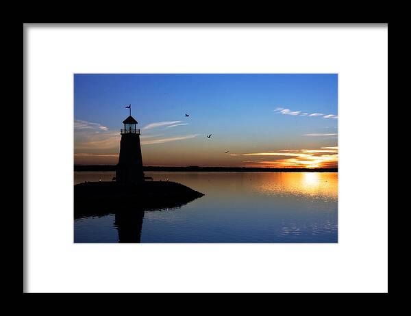 East Warf Lighthouse Framed Print featuring the photograph East Warf Sunset by Lana Trussell