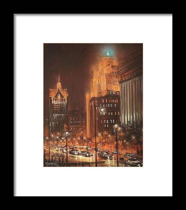 Milwaukee Framed Print featuring the painting East Wisconsin Avenue by Tom Shropshire