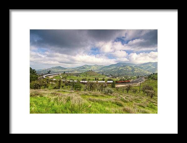 America Framed Print featuring the photograph Eastbound Train At the Tehachapi Loop by Connie Cooper-Edwards