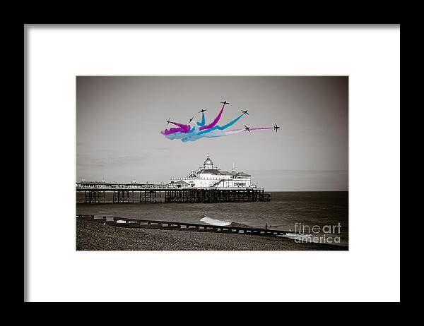 The Red Arrows Framed Print featuring the digital art Eastbourne Break by Airpower Art