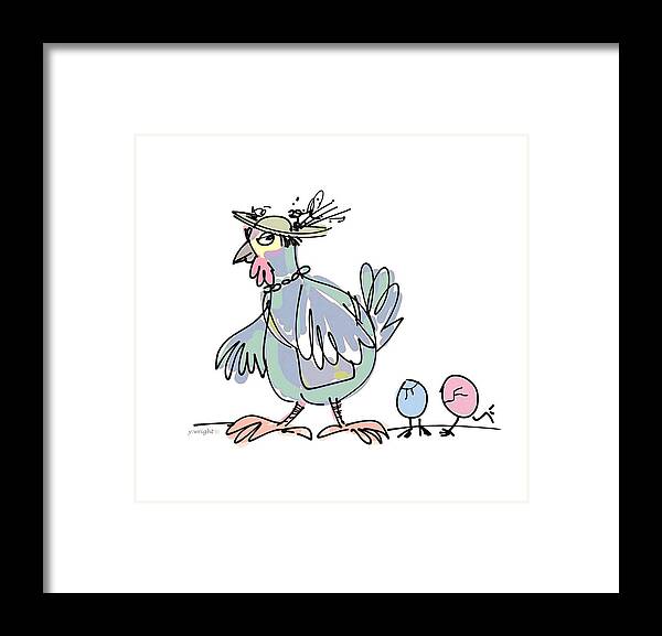 Card Framed Print featuring the drawing Easter Parade 2 by Yvonne Wright