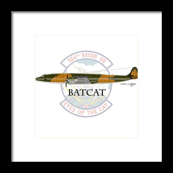 Ec-121r Framed Print featuring the digital art EC-121R BatCat by Arthur Eggers