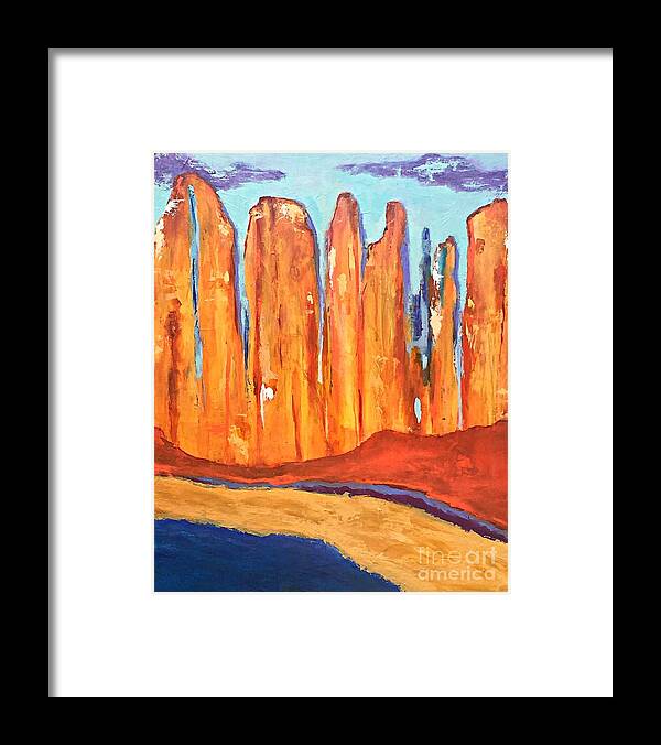Southwest Landscape Framed Print featuring the painting Echoes of Time by Mary Mirabal