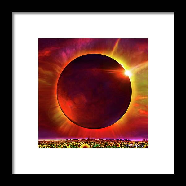 Eclipse Framed Print featuring the digital art Eclipse of the Sunflower by Robin Moline