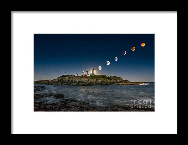 Nubble Lighthouse Framed Print featuring the photograph Eclipsing the Nubble by Scott Thorp