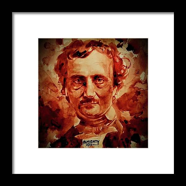  Framed Print featuring the painting EDGAR ALLAN POE portrait by Ryan Almighty