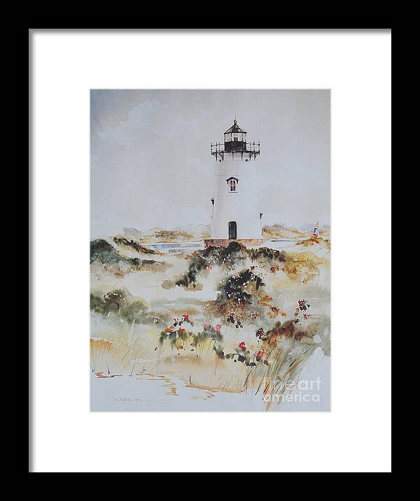 Marthas Vineyards Framed Print featuring the painting Edgartown Light Marthas Vineyard by P Anthony Visco