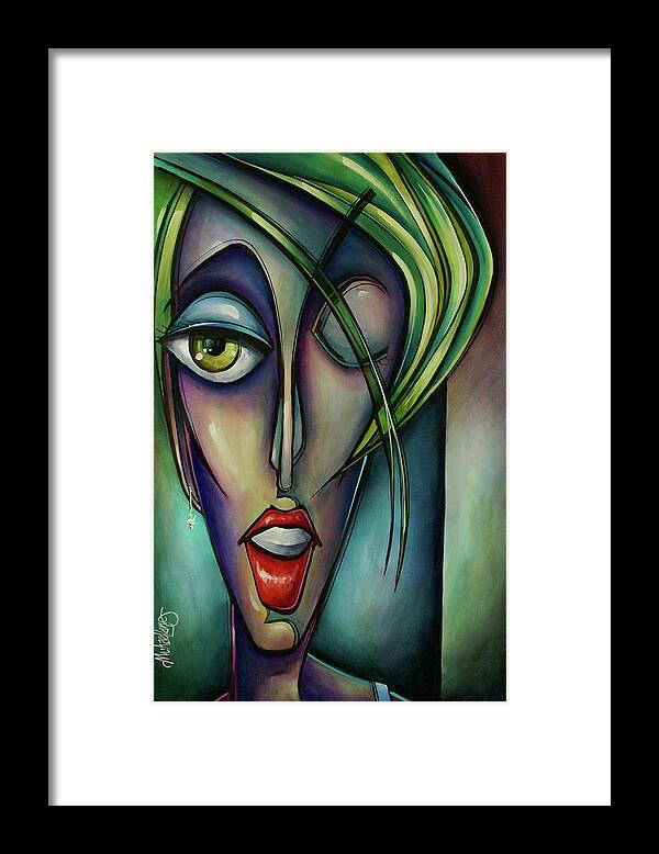 Face Figurative Framed Print featuring the painting Edgey by Michael Lang