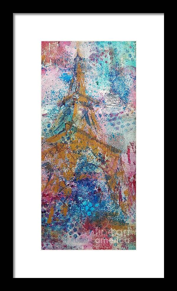 Graffiti Framed Print featuring the painting Eiffel Tower is the stairway to heaven by Lisa Debaets