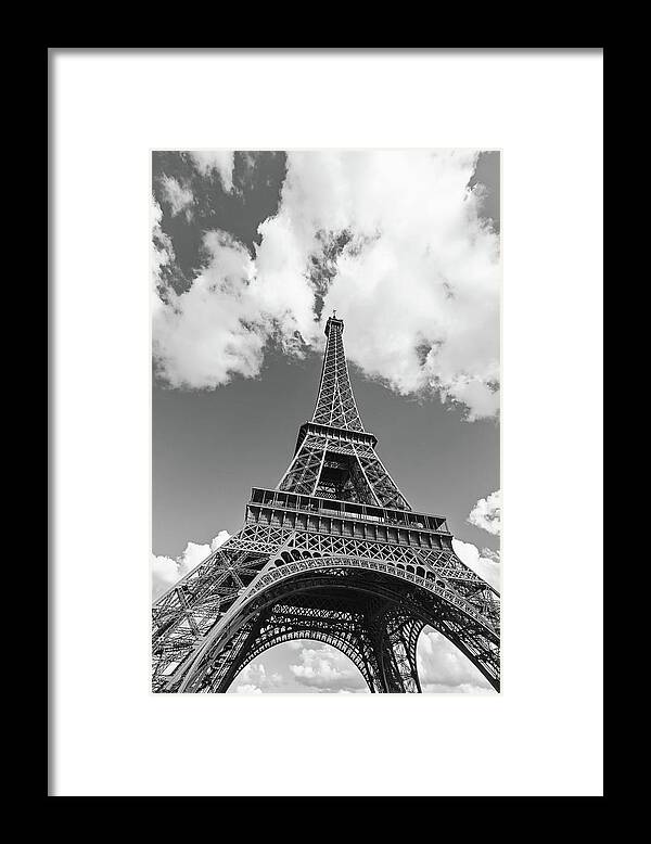 Eiffel Tower Framed Print featuring the photograph Eiffel Tower - Black and White by Melanie Alexandra Price