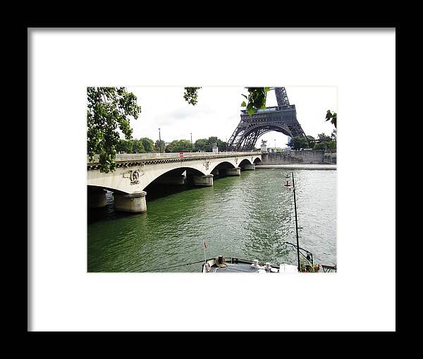 Eiffel Tower Framed Print featuring the photograph Eiffel Tower Seine River II Paris France by John Shiron