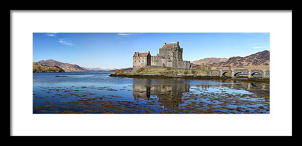 Eilean Donan Framed Print featuring the photograph Eilean Donan Castle Panorama by Grant Glendinning