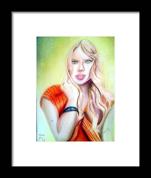 Black Art Framed Print featuring the drawing Eine Frau ie a girl by Donald C-Note Hooker