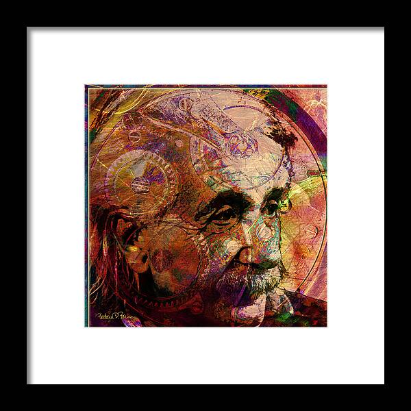 albert Einstein Framed Print featuring the digital art Einstein by Barbara Berney
