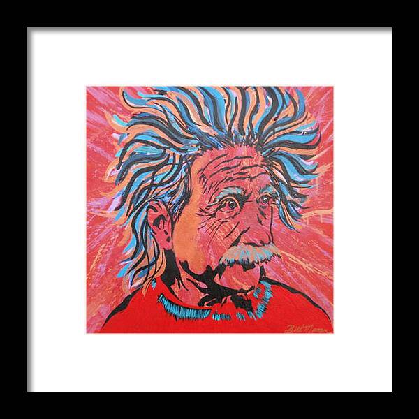 Einstein Paintings Framed Print featuring the painting Einstein-In the Moment by Bill Manson