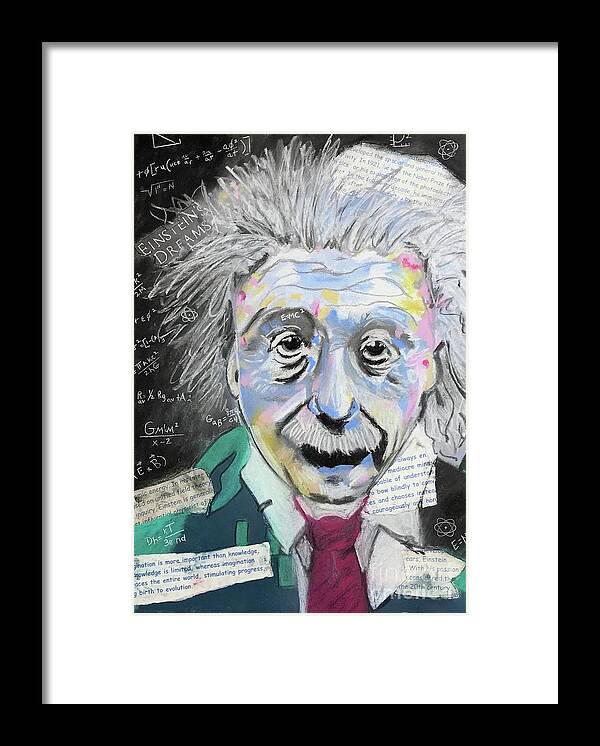 Original Art Work Framed Print featuring the mixed media Einstein by Theresa Honeycheck