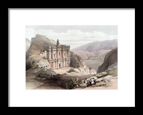 Petra Framed Print featuring the photograph El Deir Petra 1839 by Munir Alawi