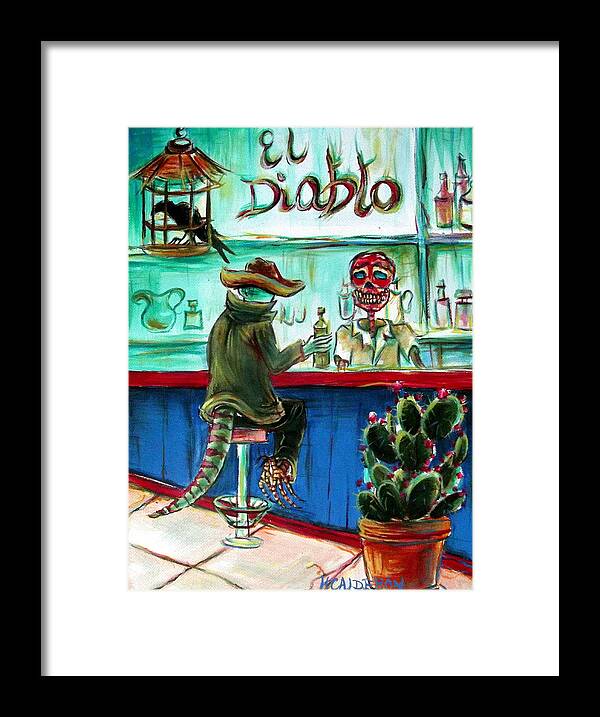 Day Of The Dead Framed Print featuring the painting El Diablo by Heather Calderon
