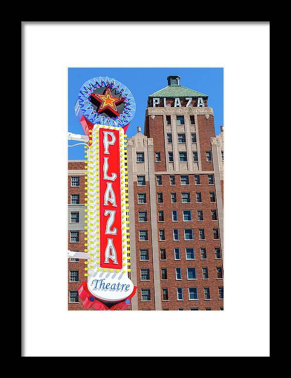 El Paso Framed Print featuring the photograph El Paso Plaza Hotel and Plaza Theatre Sign by SR Green