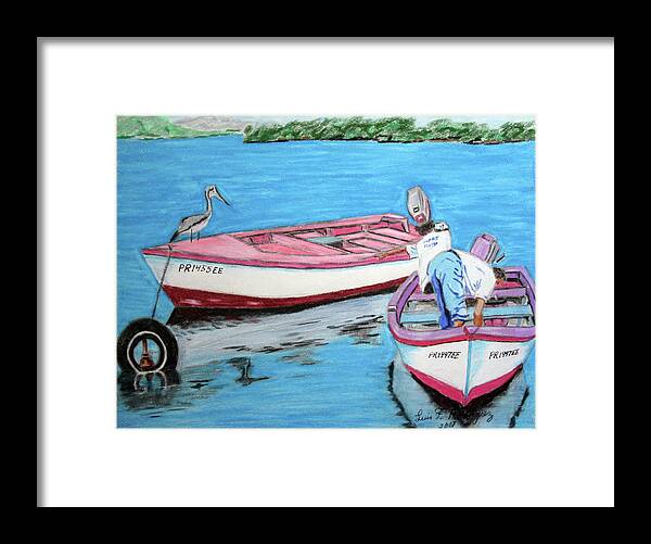 Guanica Framed Print featuring the painting El Pescador De Guanica by Luis F Rodriguez