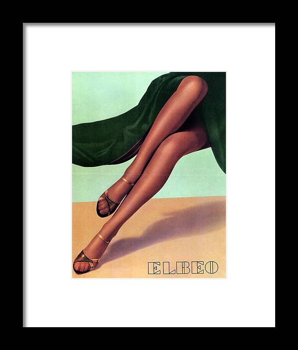 Elbeo Framed Print featuring the mixed media Elbeo Tights and Stockings - High Heels - Vintage Advertising Poster by Studio Grafiikka