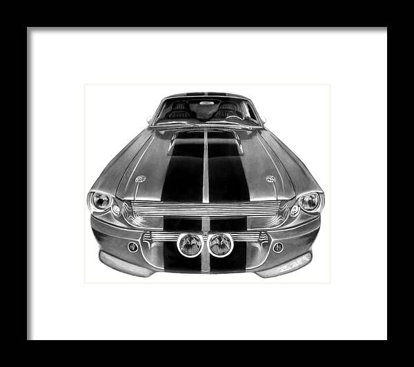 Eleanor Inverted Framed Print featuring the drawing Eleanor Ford Mustang by Peter Piatt