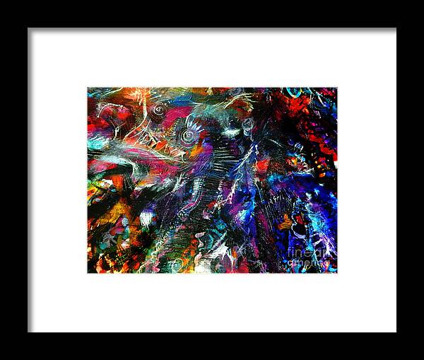  A Very Dark Abstract Expressionist Painting Framed Print featuring the painting Electric Air by Priscilla Batzell Expressionist Art Studio Gallery