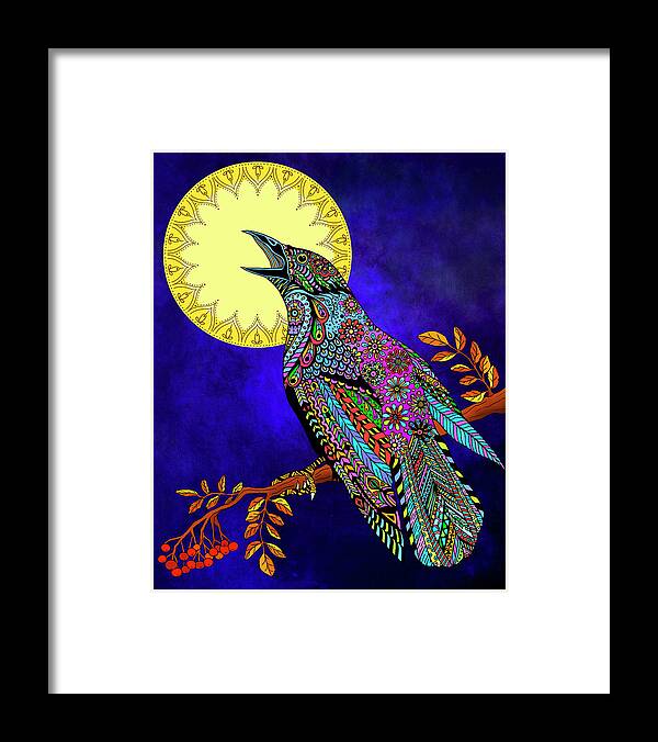 Crow Framed Print featuring the drawing Electric Crow by Tammy Wetzel