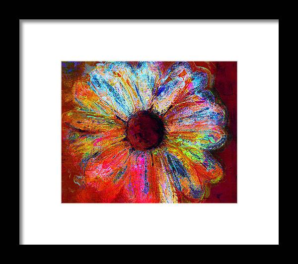 Daisy Framed Print featuring the painting Electric Daisy by Julie Lueders 