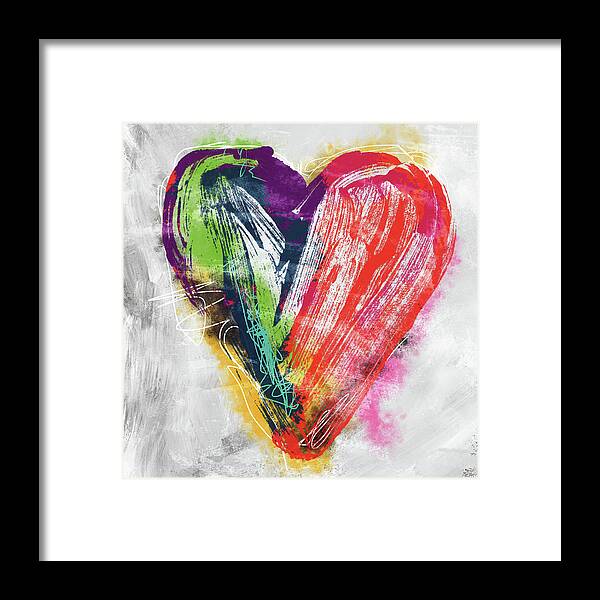 Heart Framed Print featuring the mixed media Electric Love- Expressionist Art by Linda Woods by Linda Woods