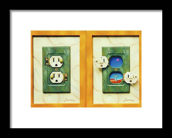  Framed Print featuring the painting Electric View miniature shown closed and open by Paxton Mobley
