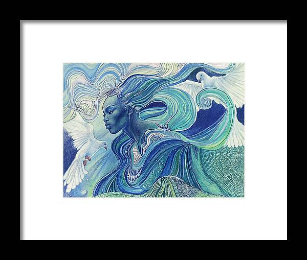Element Of The Air Framed Print featuring the drawing Element of the Air by Bernadett Bagyinka